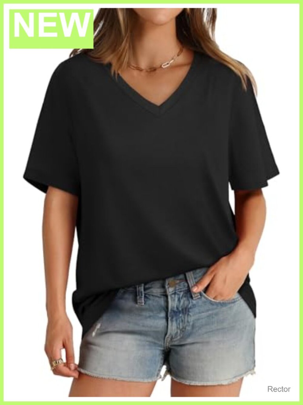 Womens V Neck Short Sleeve T Shirt Loose Casual Summer Tee